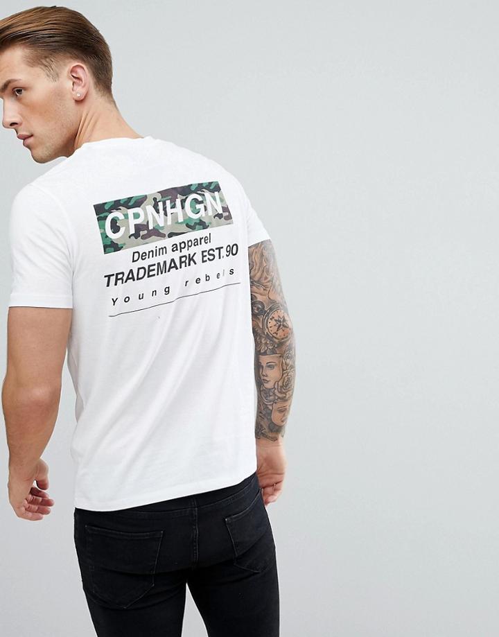 Jack & Jones Originals T-shirt With Camo Back Print - White