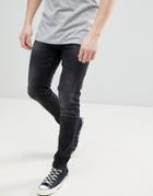 Saints Row Skinny Fit Jeans In Washed Black - Black
