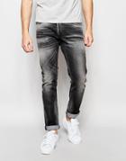 Jack & Jones Slim Fit Jeans With Rips - Washed Black