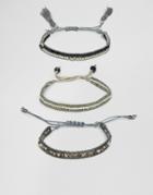 Ashiana Multi-pack Beaded And Tassel Bracelets - Gray