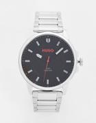 Hugo Bracelet Watch With Black Dial In Silver