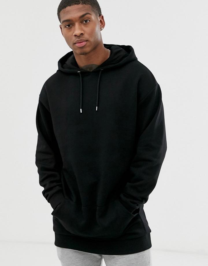 Asos Design Oversized Super Longline Hoodie In Black