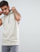 Another Influence Hooded Cap Sleeve Textured Sweat - Stone