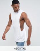 Asos Tall Longline Sleeveless T-shirt With Extreme Dropped Armhole - White