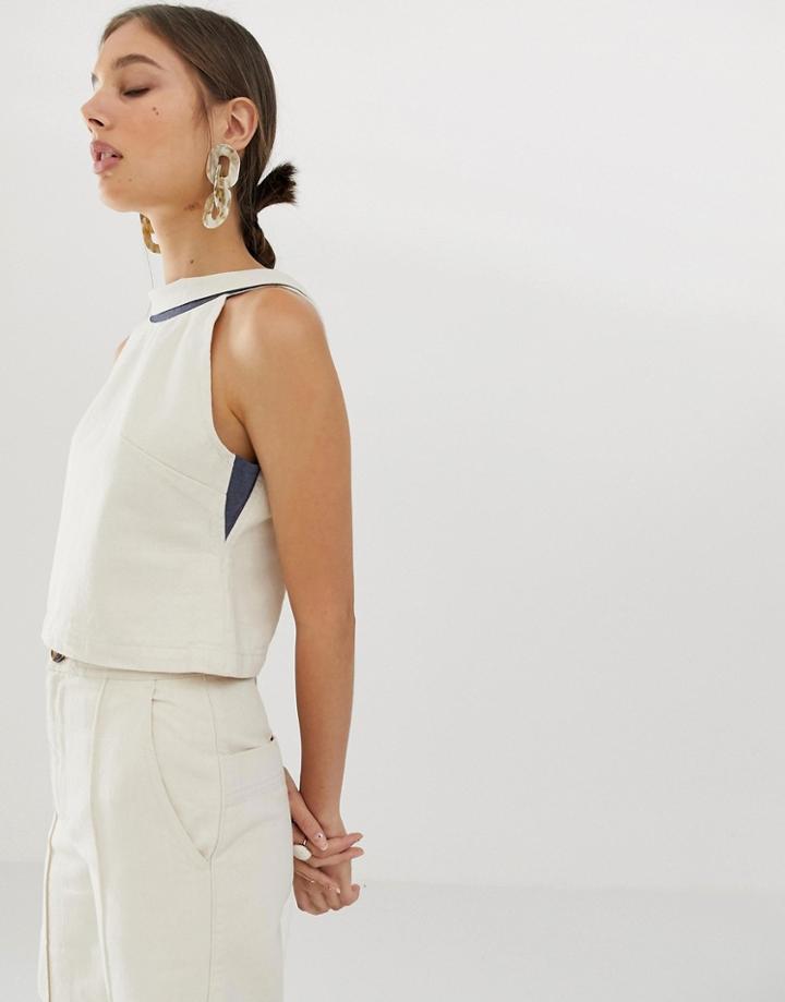 Asos White Scoop Back Denim Top Two-piece - White