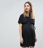 New Look Maternity Polka Dot Adjustable Shirt Dress - Black