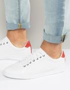 Pull & Bear Faux Leather Perforated Sneakers In White - White