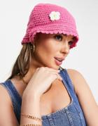 Pieces Floral Crochet Bucket Hat In Pink