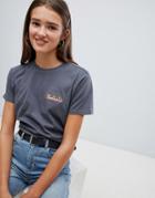 Asos Design T-shirt With Fantastic Ombre Embroidery Badge - Black