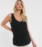 Asos Design Maternity Ultimate Organic Cotton Scoop Neck Tank Top In Black
