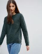 Pieces Renee Wool Mohair Mix Knit Sweater - Green