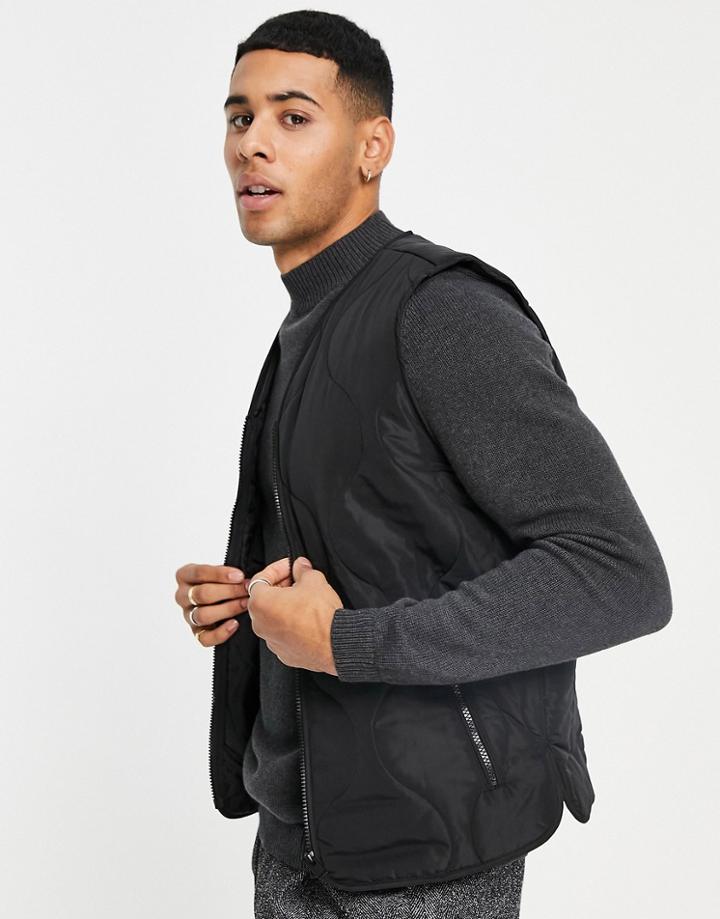Selected Homme Quilted Vest In Black