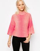 Only Gradient High Neck Pull Over Sweater - Pink