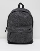 Asos Backpack In Charcoal Melton With Faux Leather Base - Gray