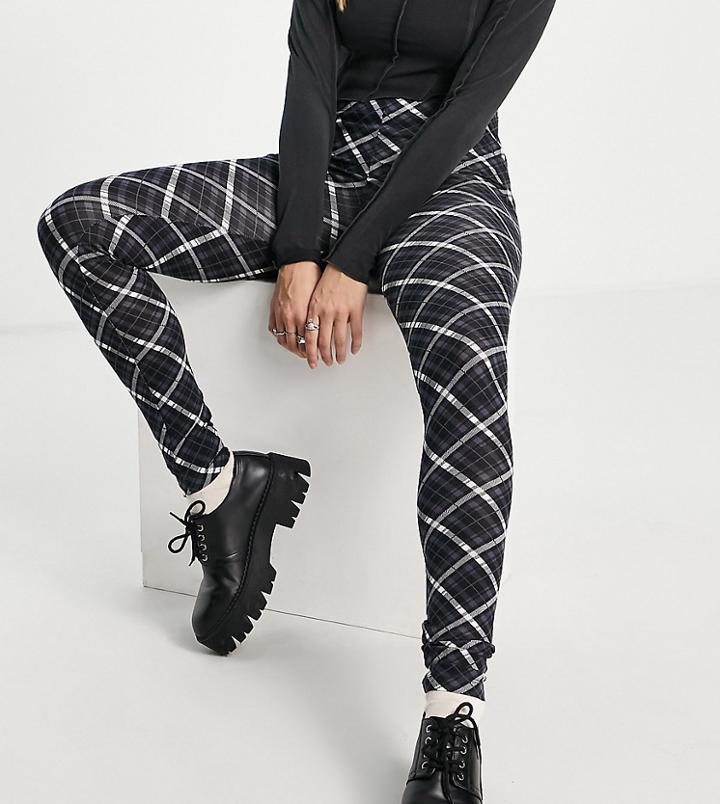 Only Exclusive Leggings In Gray Check-multi
