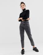 Stradivarius Mom Fit Jean In Washed Gray - Gray