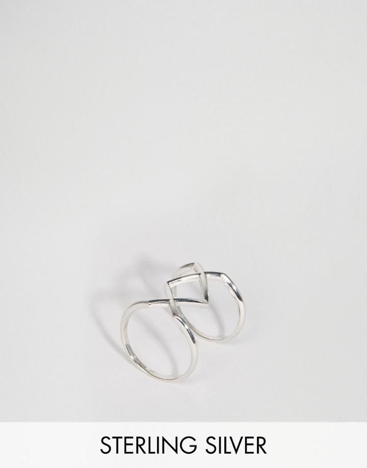 Lavish Alice Sterling Silver Oversized Geometric Ring - Silver