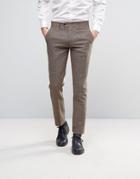 Gianni Feraud Heritage Check Pow Slim Fit Suit Pants - Brown