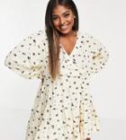 Native Youth Plus Very Oversized Wrap Front Smock Dress In Panda Party Print-neutral