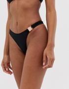 Candypants Buckle High Leg Bikini Bottom In Black - Black
