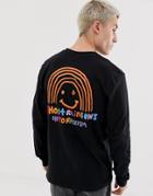Volcom Ozzy Rainbow Long Sleeve T-shirt With Sleeve Print In Black - Black