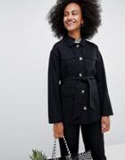 Monki Pocket Front Wrap Lightweight Jacket - Black