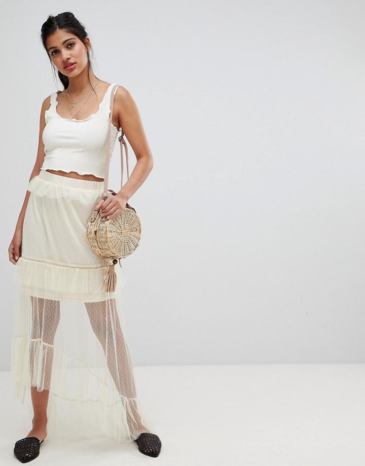 Glamorous Tulle Midi Skirt-cream