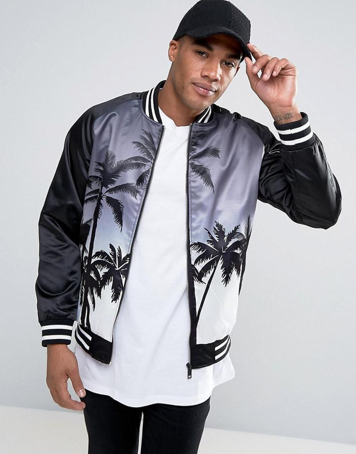 Brave Soul Palm Tree Bomber - Black