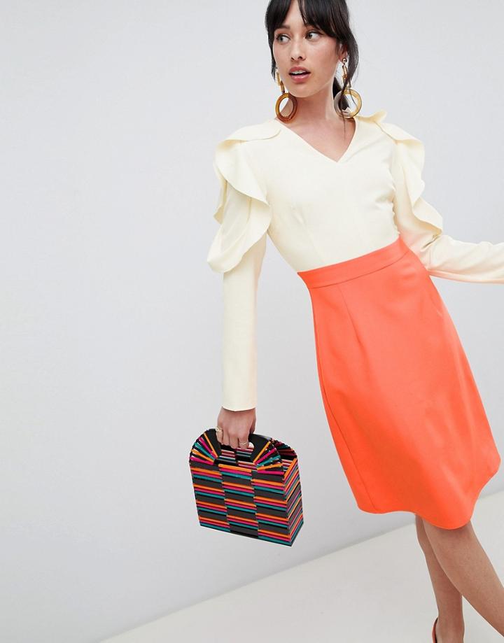 Unique 21 Long Sleeve Color Block Pencil Dress - Multi