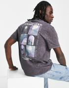 Asos Design Relaxed T-shirt In Washed Purple With Celestial Back Print - Black - Black