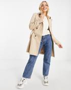 Stradivarius Short Trench Coat In Camel-neutral