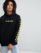 Criminal Damage Hoodie In Black With Checkerboard Panel - Black