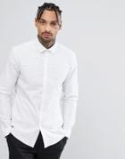 Asos Stretch Slim Smart Royal Oxford Ditsy Print Shirt - White