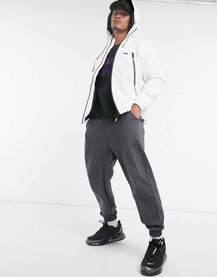 Bershka Zip Up Jacket With Hood In White