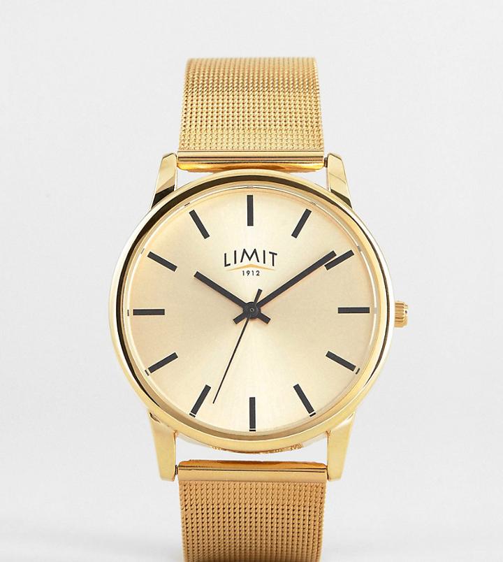 Limit Mesh Watch In Gold Exclusive To Asos