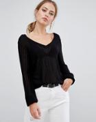 Y.a.s Bim Ribbed Lightweight Knit Sweater-black