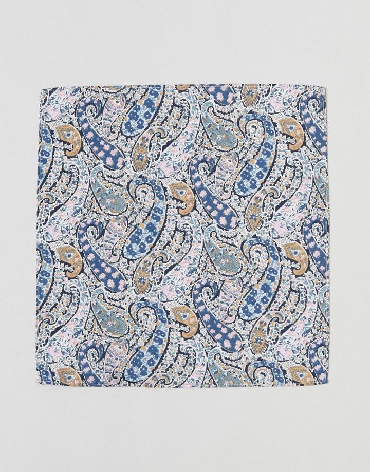 Gianni Feraud Liberty Print Bourton Paisley Pocket Square - Blue