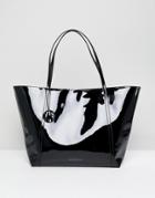 Armani Exchange Black Patent Tote Bag - Black