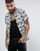 Noose & Monkey Skinny Shirt With Revere Collar - Black