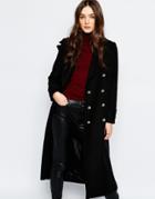 Mango Premium Military Double Breasted Coat - Black