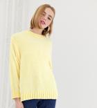 Monki Textured Crew Neck Sweater In Light Yellow