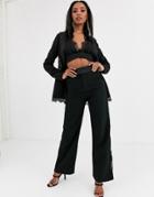 4th + Reckless Wide Leg Pants With Lace Insert In Black
