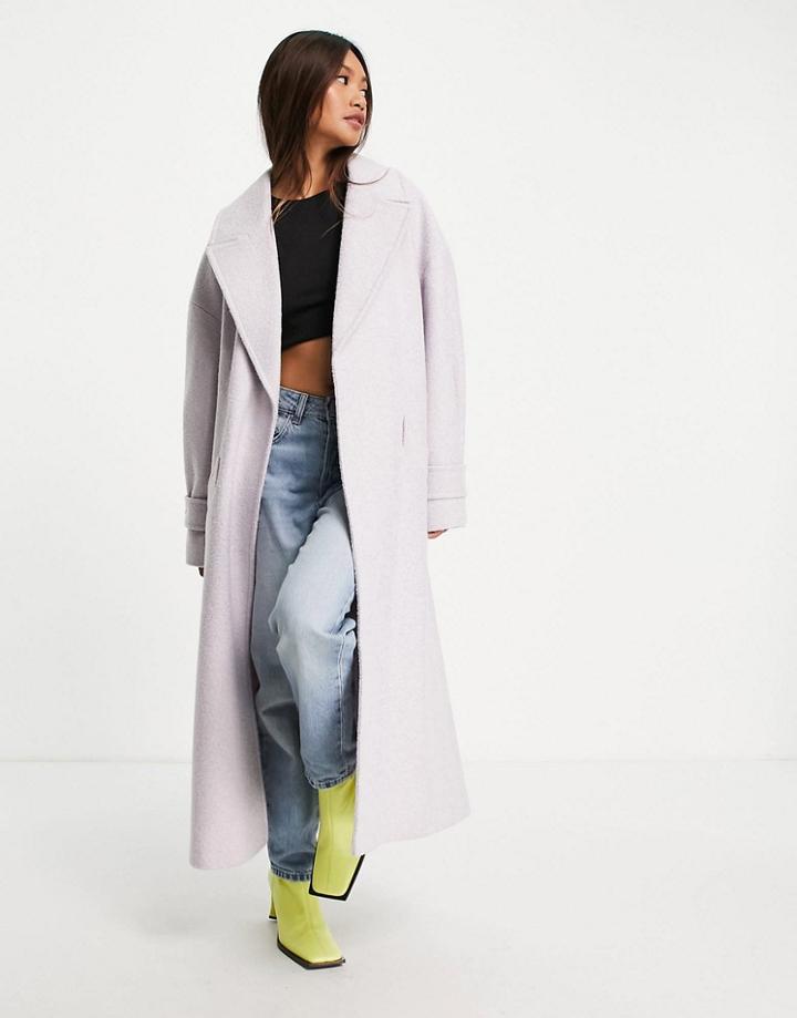 Topshop Boucle Wrap Belted Coat In Lilac-purple