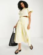 Lost Ink Shirred Waist Maxi Skirt In Lemon Yellow - Part Of A Set
