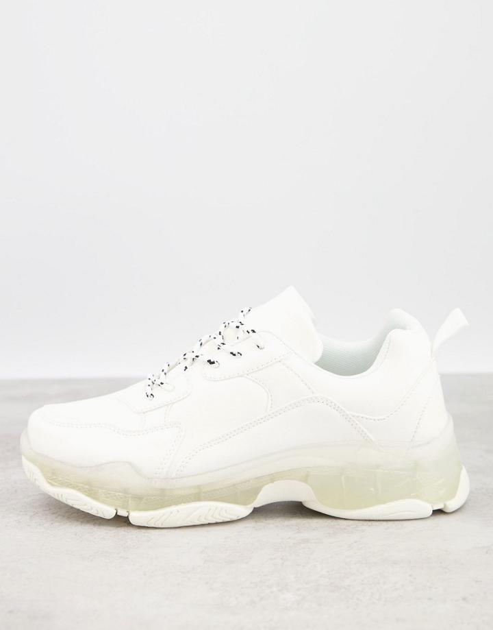 Public Desire Loaded Sneakers With Clear Sole Detail In White