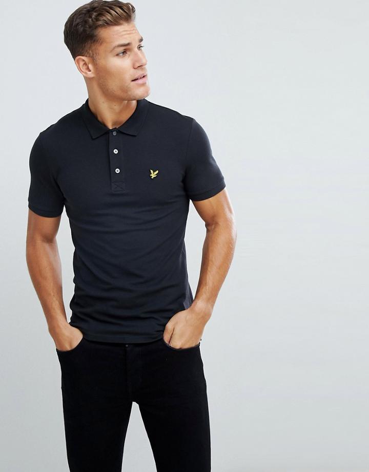 Lyle & Scott Slim Fit Polo Shirt With Stretch In Black - Black