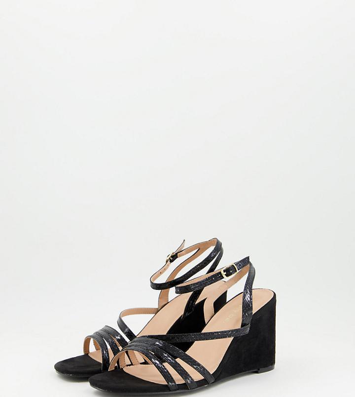 Simply Be Wide Fit Ava Wedge Sandals In Black