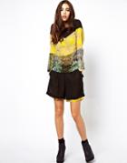 Asos Africa Floral Printed Shorts With Sheer Layer - Multi