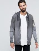 Only & Sons Zip Through Hoodie In Faded Oil Wash - Gray