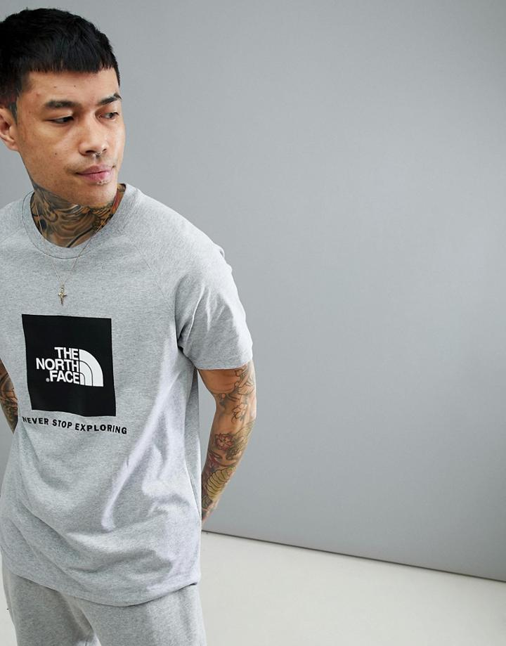 The North Face Raglan Red Box T-shirt In Light Gray Heather - Gray